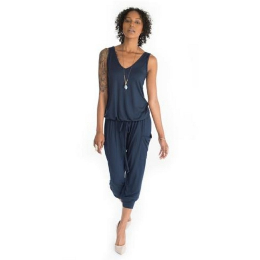 Alex & Harry Sleeveless‎ Modal Navy Hudson Jumpsuit Size XS